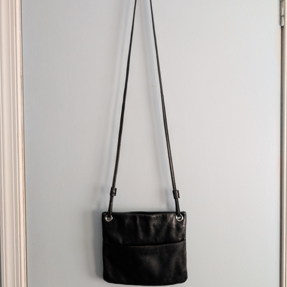 Elegant Black Leather Margot Crossbody Bag